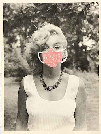 Marilyn Monroe in a pink face mask